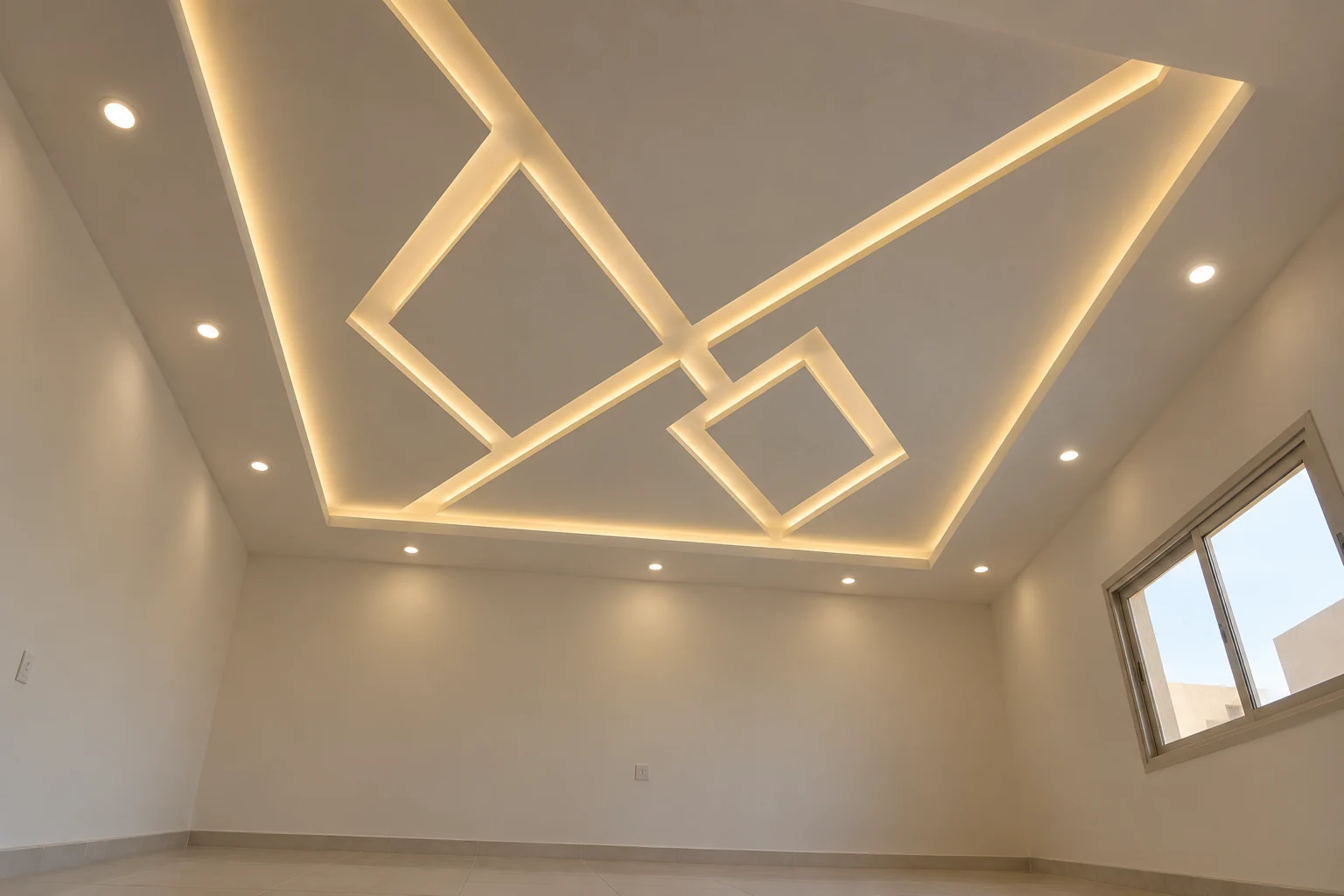 سقف بخطوط ضوء متداخلة